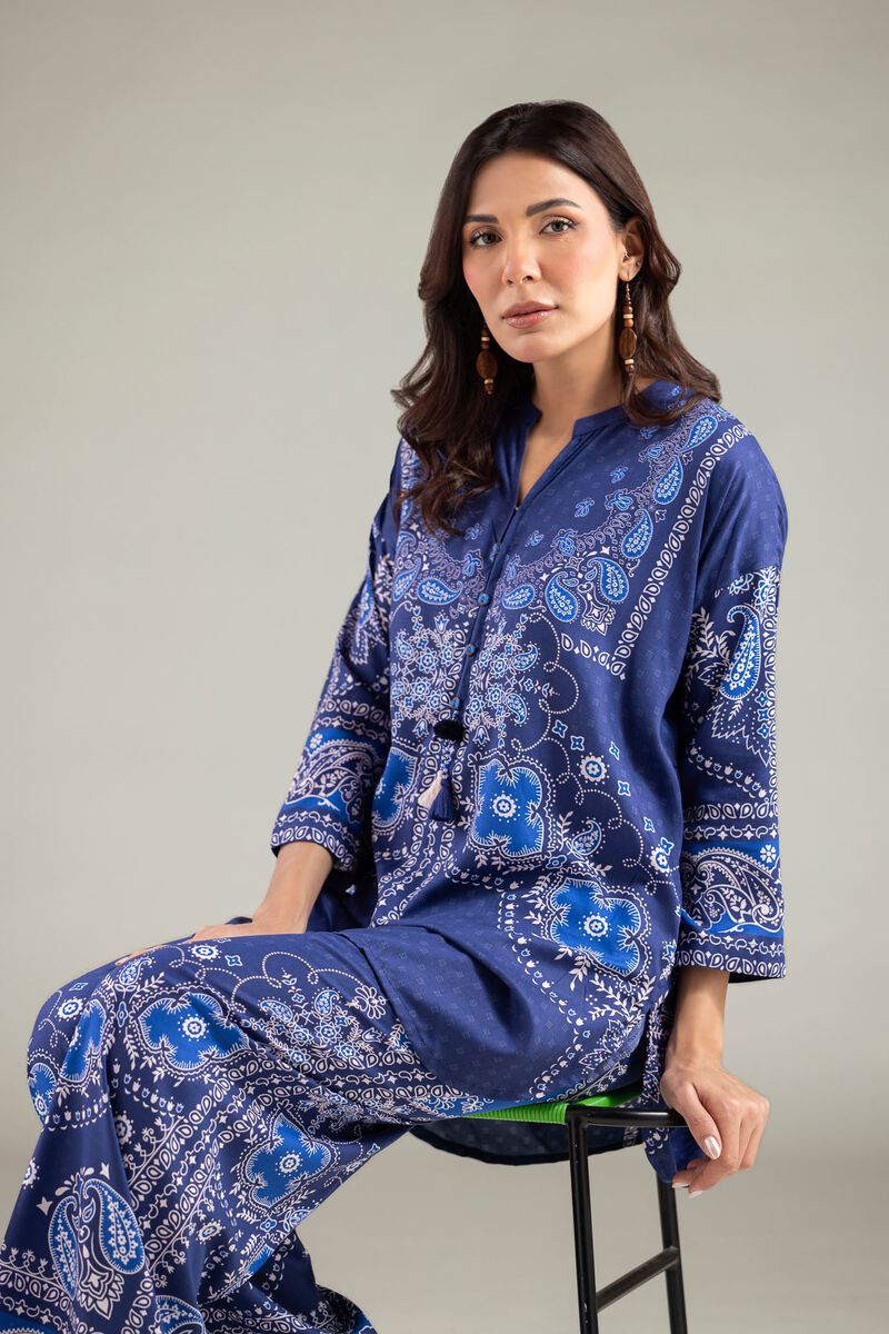 Printed | Viscose | Paisley Band-Collar Kurta | GBP 15.00