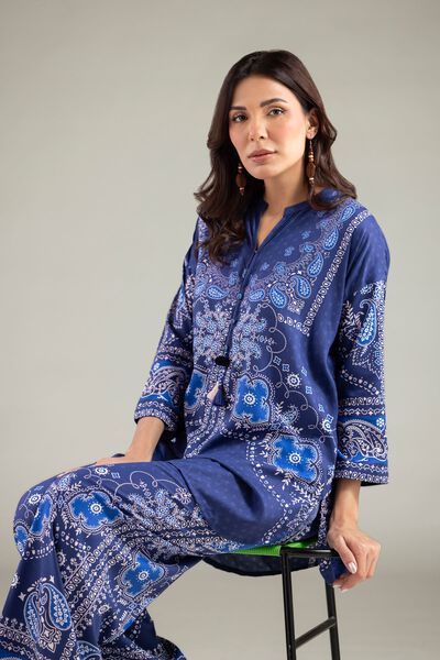 Printed | Viscose | Paisley Band-Collar Kurta | GBP 25.00