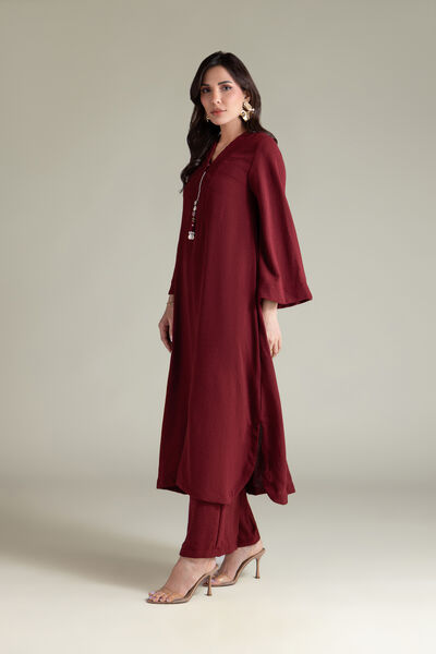 Dyed | Textured Georgette | Solid Magenta Pants | GBP 25.00