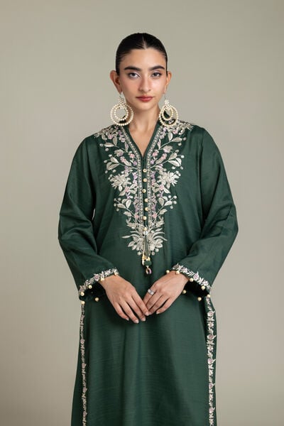 Embroidered | Raw Silk | Longline Silk Kurta | GBP 55.00