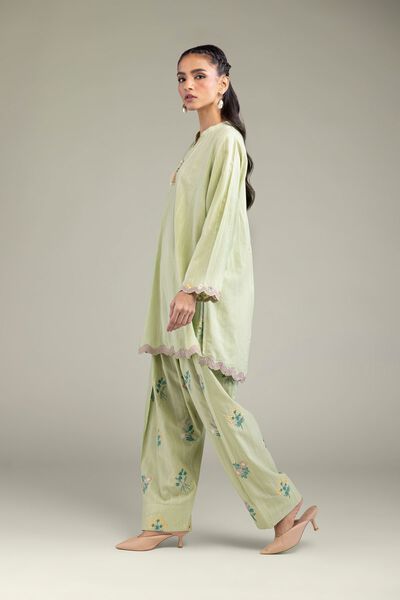 Embroidered | Textured Cotton | Floral Cotton Shalwar | GBP 40.00