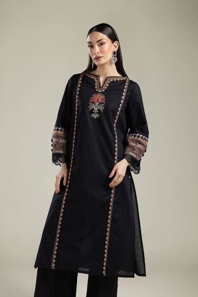 Embroidered |Cotton Dobby | Black Embroidered Kurta | GBP 30.00