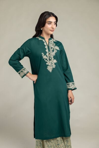 Embroidered | Cambric | Green Cambric Kurta | GBP 40.00