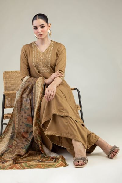 Embroidered | Raw Silk | V-Neck Silk Kurta | GBP 45.00