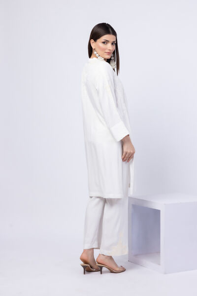 Embroidered | Crosshatch Raw Silk | Pants | GBP 20.00