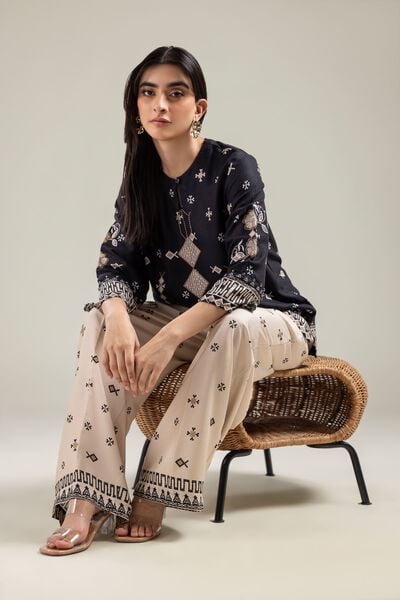 Embroidered | Viscose Crepe | Black Viscose Tunic | GBP 30.00