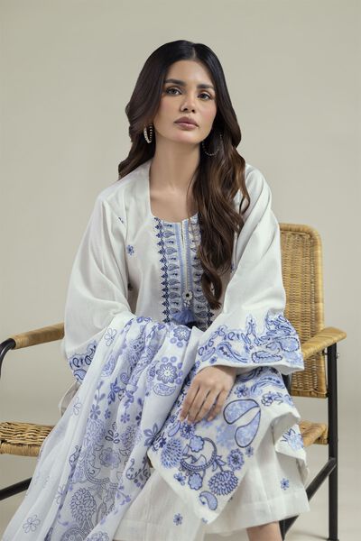 Embroidered | Cotton Dobby | Cotton Tailored 3-piece | GBP 70.00