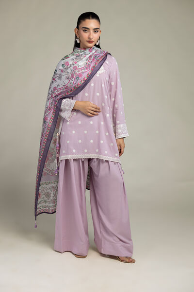 Embroidered | Raw Silk | Solid Lavender Shalwar | GBP 30.00