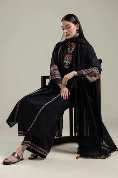 Embroidered |Cotton Dobby | Black Embroidered Kurta | GBP 30.00