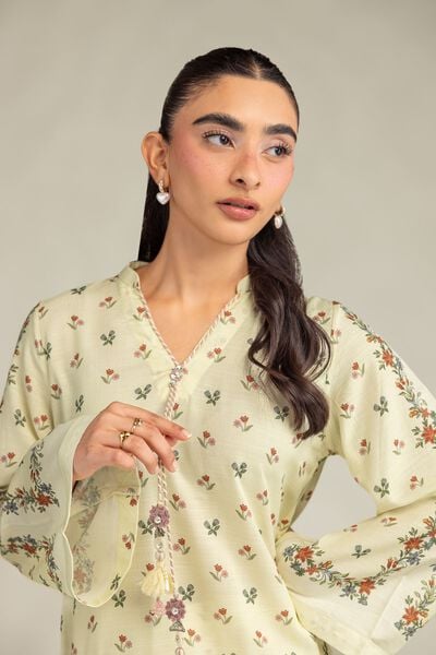 Printed | Raw Silk | Floral Longline Kurta | GBP 40.00