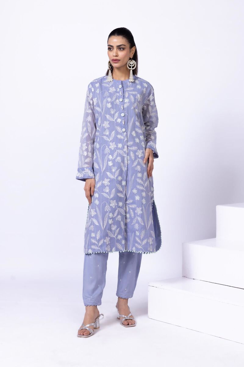Embroidered | Cotton Zari Organza | Kurta | GBP 60.00