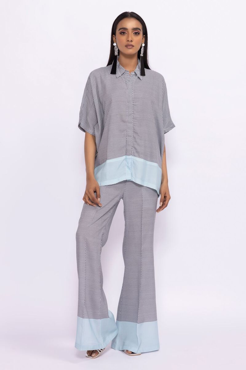 Batwing Button Down Shirt, BLUE, hi-res image number null