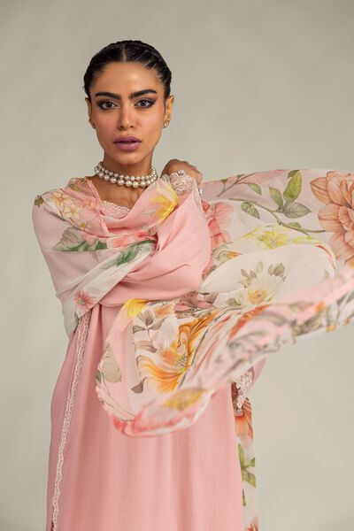 Embroidered | Mesuri | Pink Floral Dupatta | GBP 25.00
