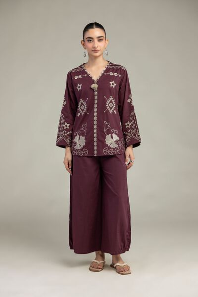Embroidered | Textured Cotton | Textured Cotton Trousers | GBP 14.00