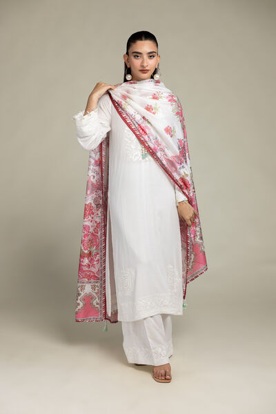 Embroidered | Raw Silk | White Silk Pants | GBP 20.00