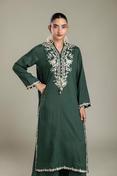 Embroidered | Raw Silk | Longline Silk Kurta | GBP 55.00
