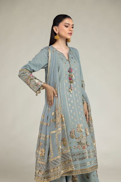 Embroidered | Raw Silk | 3 Piece Co-ord Set | GBP 130.00