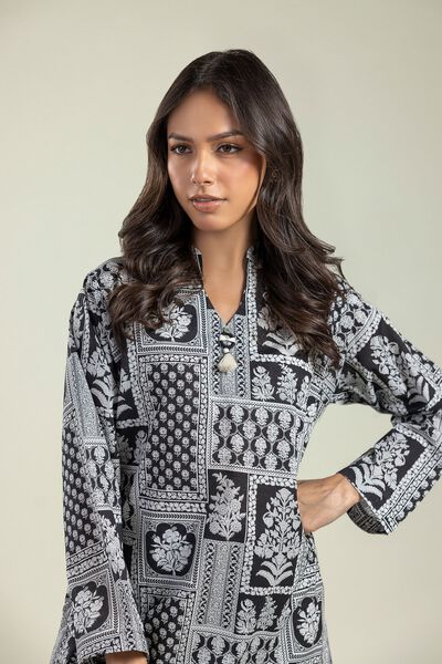 Printed | Cambric | Black Floral Kurta | GBP 15.00