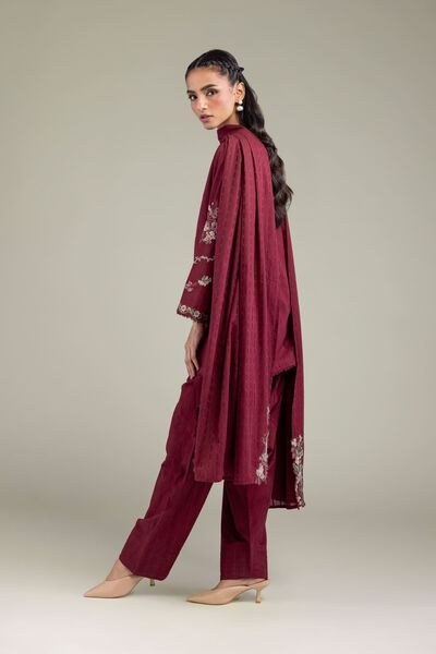 Embroidered | Textured Cotton | Solid Maroon Shalwar | GBP 20.00