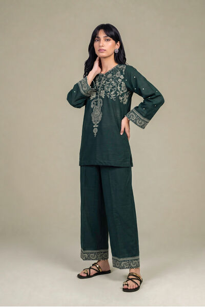 Printed | Light Khaddar | Dark Green Pants | GBP 30.00