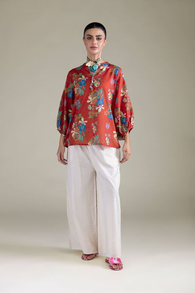 Embroidered | Cambric | Off-White Cambric Trousers | GBP 20.00