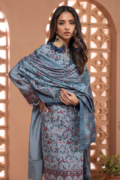 Dull Raw Silk | Embroidered | Fabrics 3 Piece | GBP 27.50