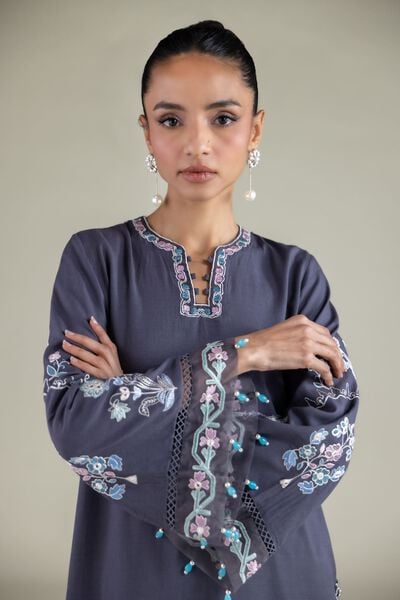 Embroidered | Raw Silk | Paisley Pearl Kurta | GBP 55.00
