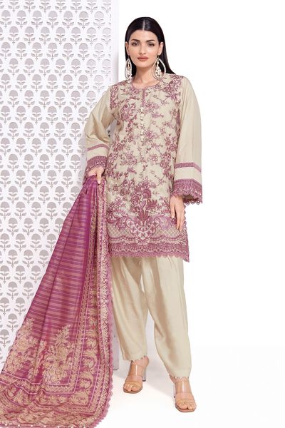 Embroidered | Dull Raw Silk | Tailored 3 Piece | GBP 24.00
