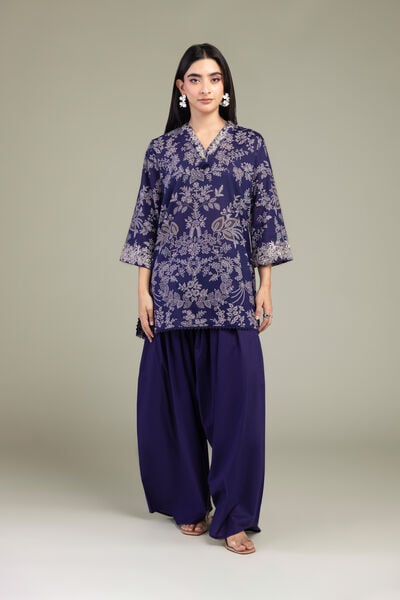 Embroidered | Cambric | Solid Navy Pants | GBP 25.00