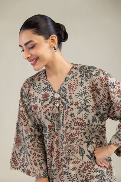 Printed | Textured Weave | Long Floral Kurta | GBP 25.00