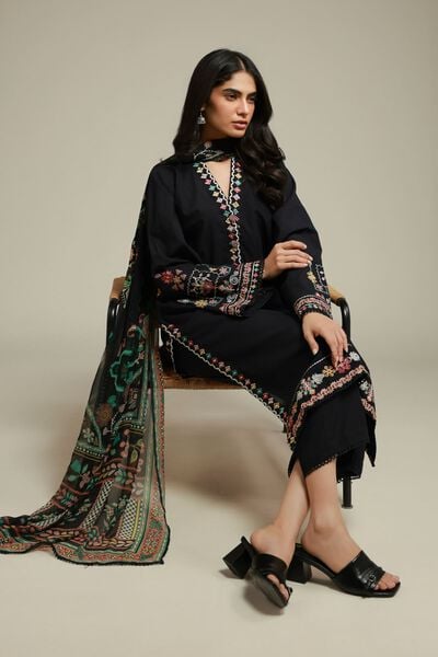 Embroidered | Cambric | Black Tailored Set | GBP 55.00