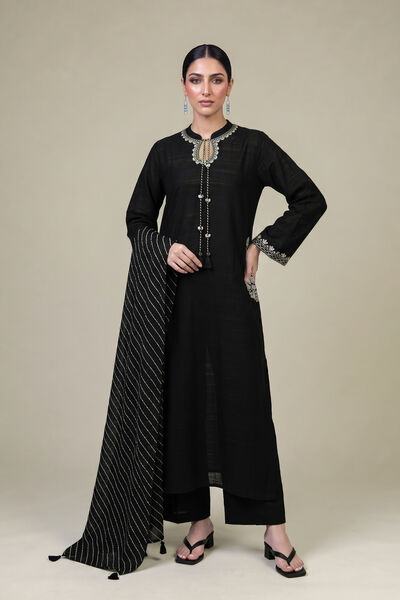 Embroidered | Light Khaddar | Black Khaddar Kurta | GBP 45.00