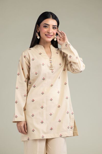 Embroidered | Cambric | Floral V-Neck Kurta | GBP 25.00