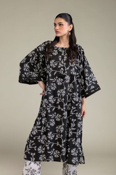 Printed | Cotton Viscose | Black Floral Kurta | GBP 30.00