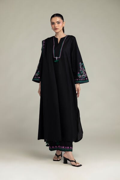 Embroidered | Cambric | Black Cambric Kurta | GBP 40.00