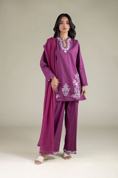 Embroidered | Cotton Dobby | Relaxed Floral Pants | GBP 20.00