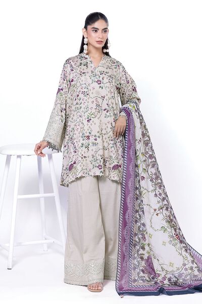 Embroidered | Cotton Satin | Fabrics 3 Piece | GBP 25.00