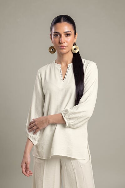 Dyed | Crepe | Short Solid Blouse | GBP 30.00