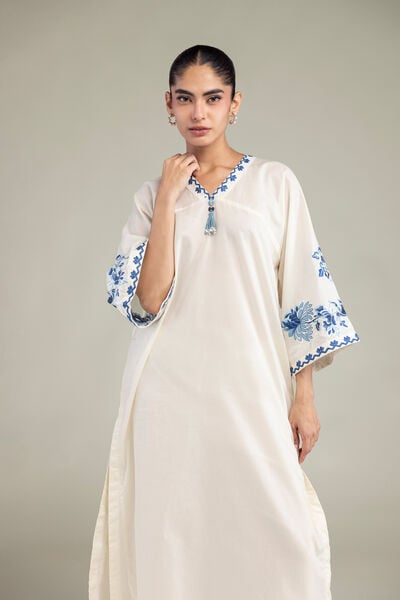 Embroidered | Cambric | Long Floral Kurta | GBP 40.00