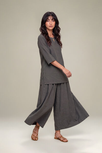 Dyed | Textured Georgette | Gray Solid Trousers | GBP 30.00