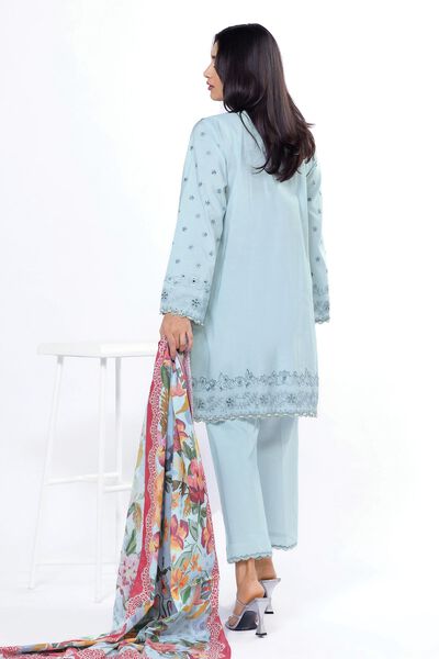 Embroidered | Dull Raw Silk | Tailored 3 Piece | GBP 50.00