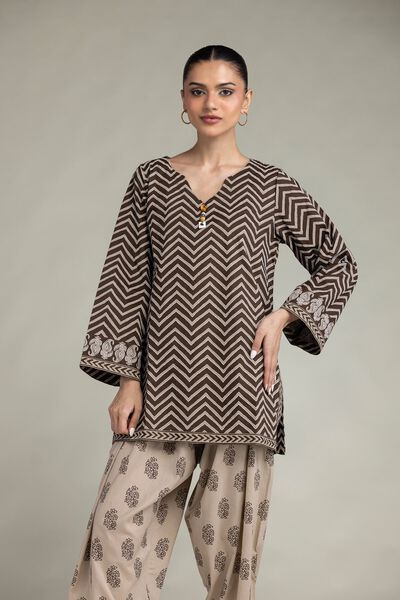 Printed | Cambric | Brown Short Kurta | GBP 35.00