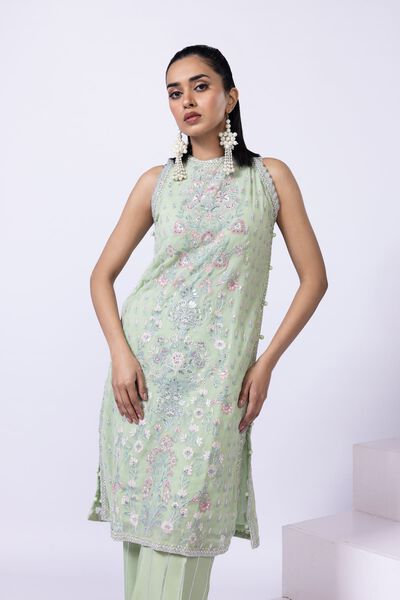 Embroidered | Polyester Crinkle Chiffon | Kurta | GBP 50.00