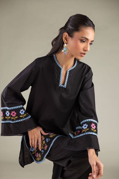 Embroidered | Cambric | Floral Flared Kurta | GBP 35.00