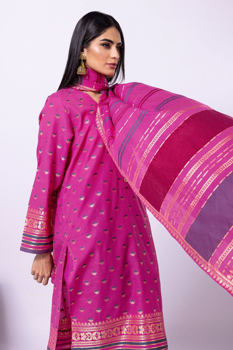 Dyed | Cotton Brosha Jacquard | Fabrics 3 Piece | null