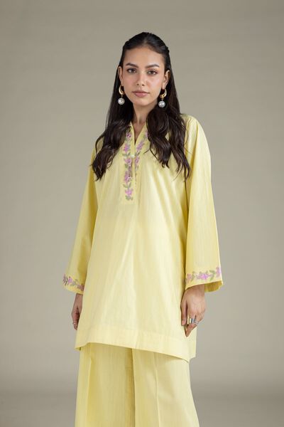 Embroidered | Textured Cambric | Floral V-Neck Kurta | GBP 30.00
