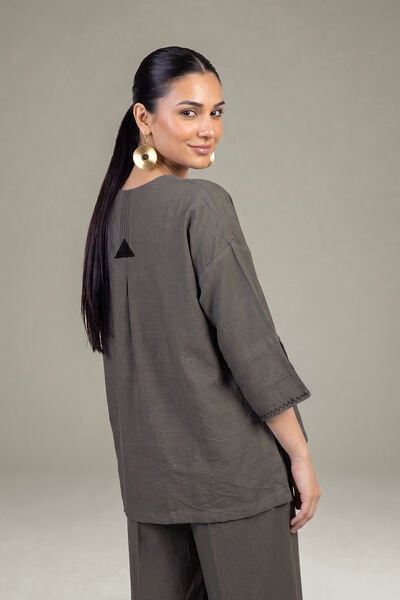 Dyed | Crepe | Solid V-Neck Tunic | GBP 30.00