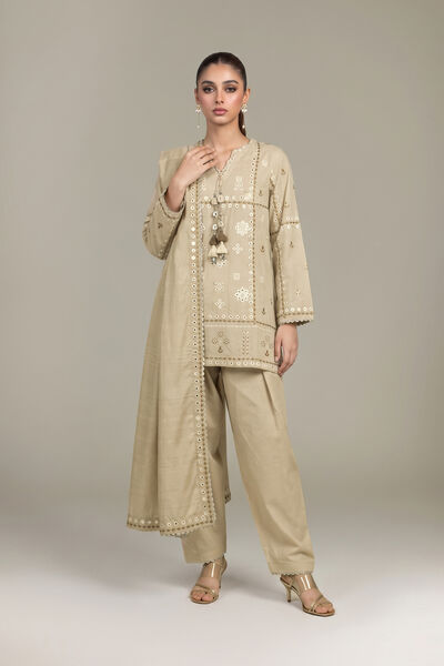 Embroidered | Raw Silk | Beige Silk Shalwar | GBP 35.00