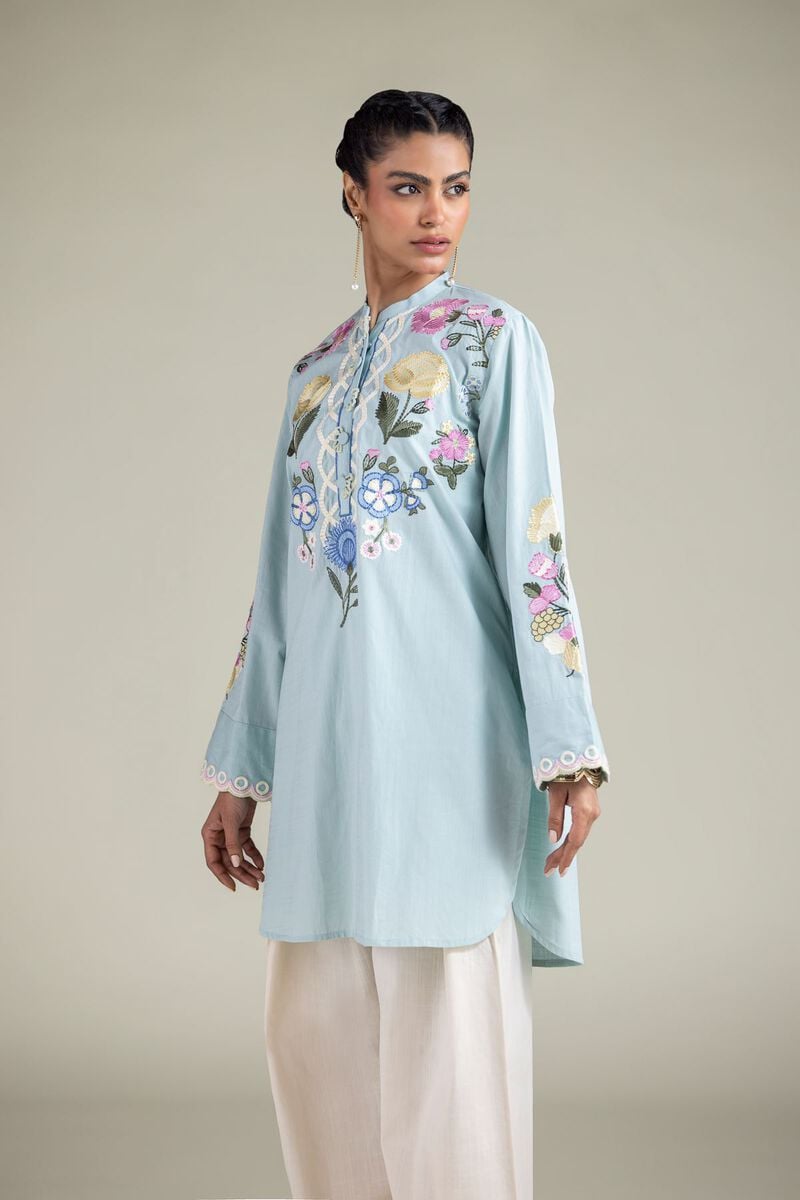 Floral Band Collar Kurta view 2