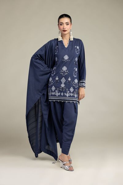 Embroidered | Polyester Silk | Navy Tassel Dupatta | GBP 30.00